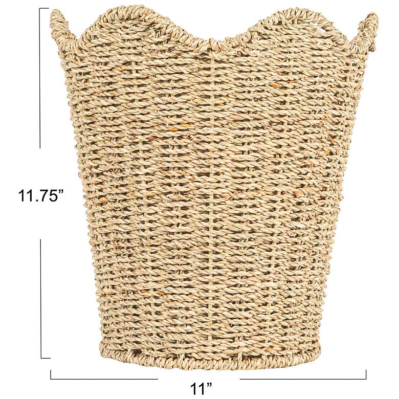 Image 2 Woven Seagrass Wastebin with Scalloped Edge more views