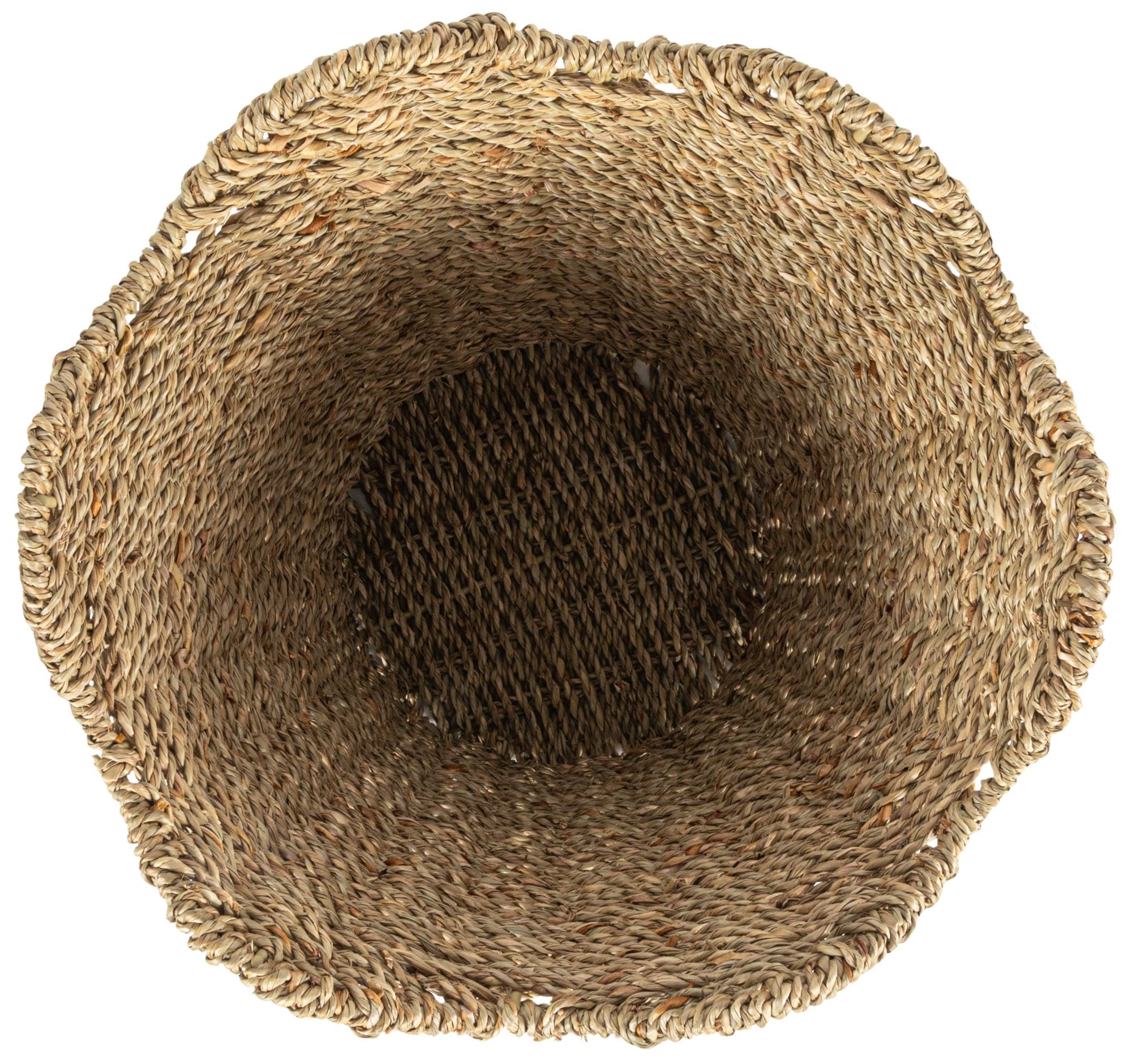 Image 3 Woven Seagrass Wastebin with Scalloped Edge more views