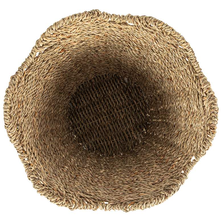 Image 3 Woven Seagrass Wastebin with Scalloped Edge more views