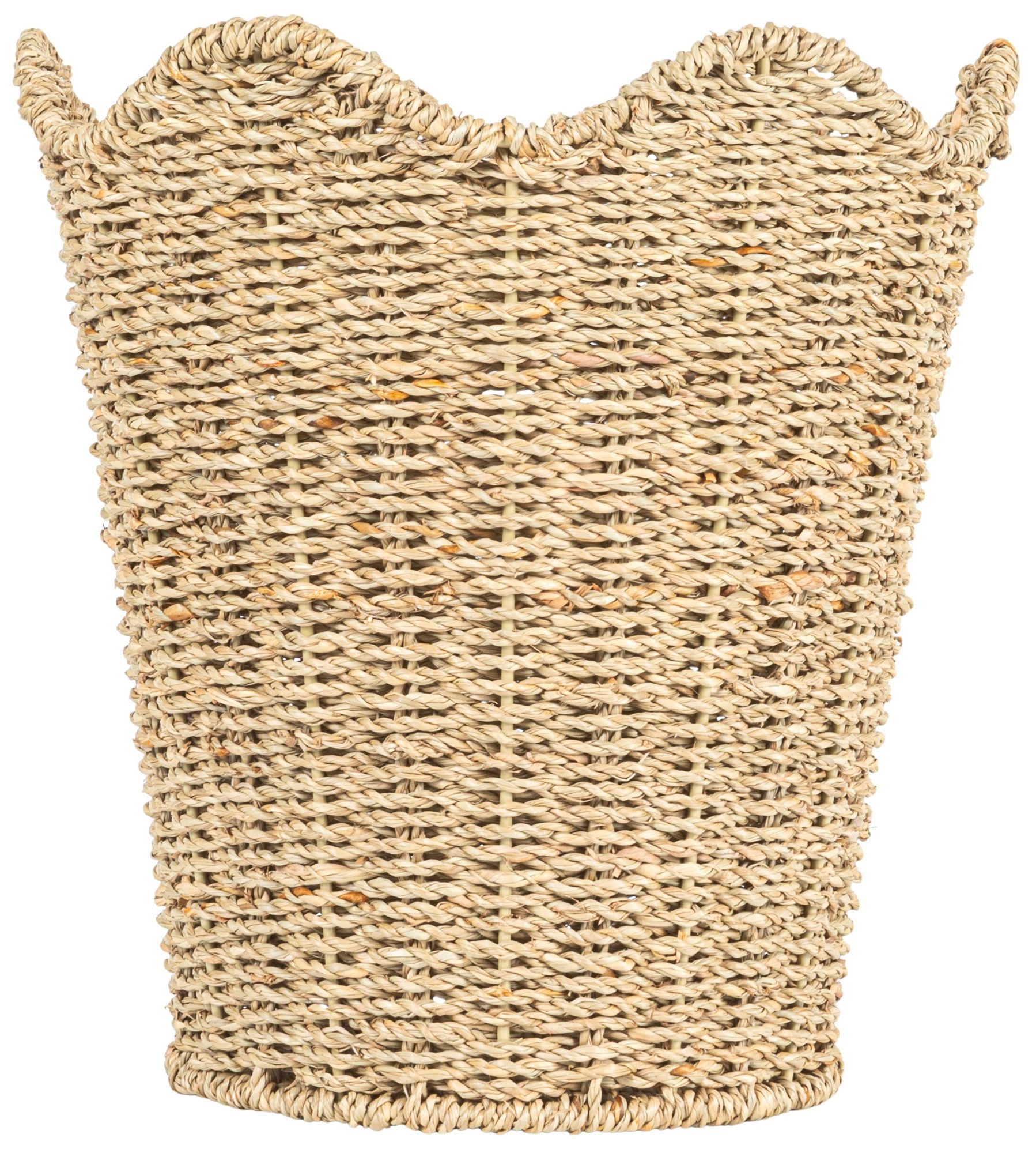 Image 5 Woven Seagrass Wastebin with Scalloped Edge more views