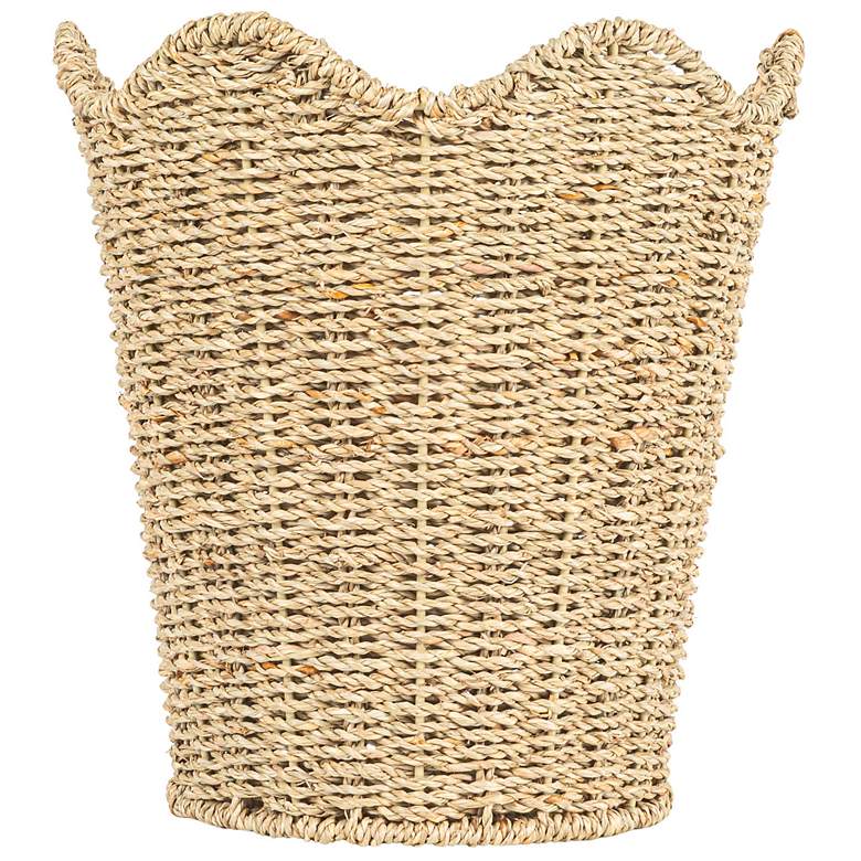 Image 5 Woven Seagrass Wastebin with Scalloped Edge more views