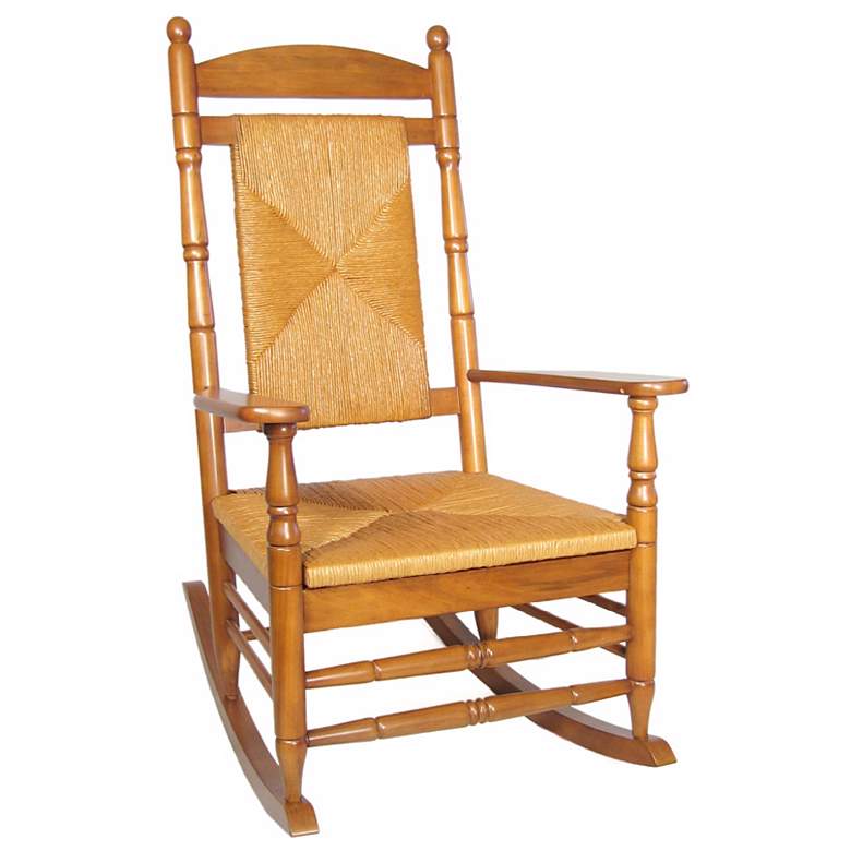 Image 1 Woven Seat and Back Solid Wood Rocker Chair