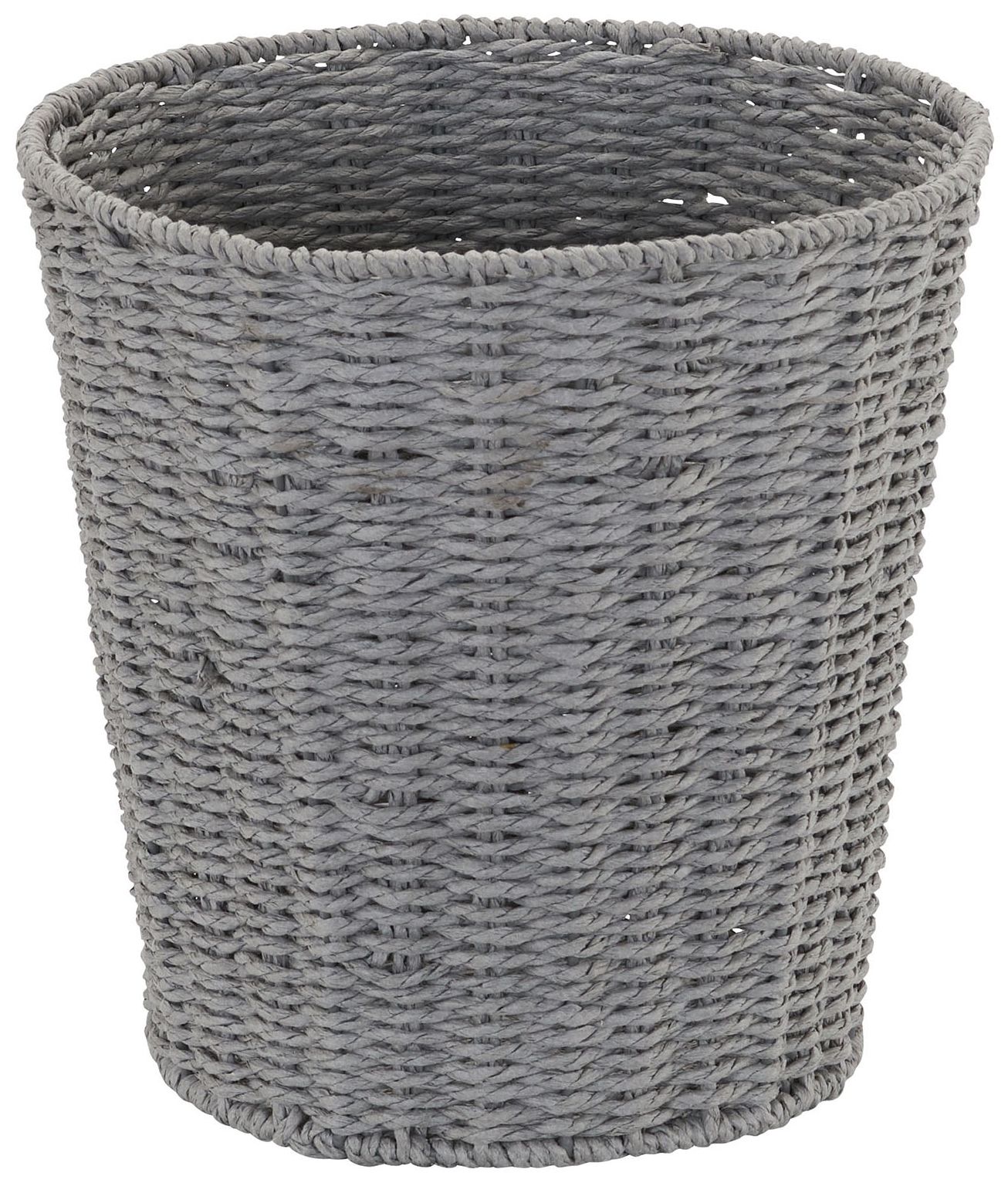Image 2 Woven Waste Basket, Gray Paper Rope Waste Bin for Bathroom, Bedroom, Office