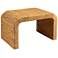 Woven Water Hyacinth & Acacia Wood Bench with Waterfall Edge, Small