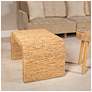 4_Woven Water Hyacinth & Acacia Wood Bench with Waterfall Edge, Small more views