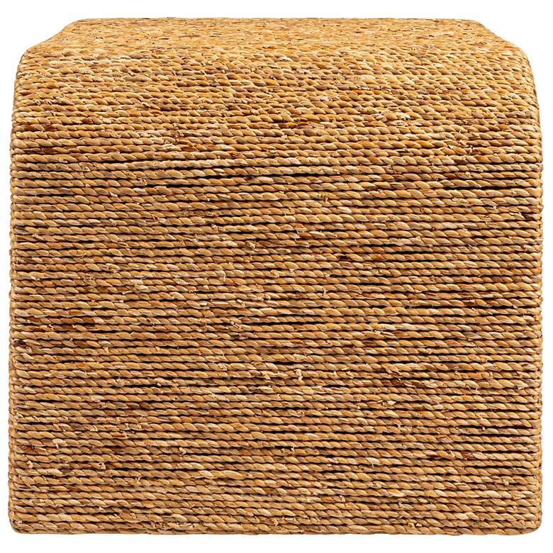 Image 6 Woven Water Hyacinth & Acacia Wood Bench with Waterfall Edge, Small more views