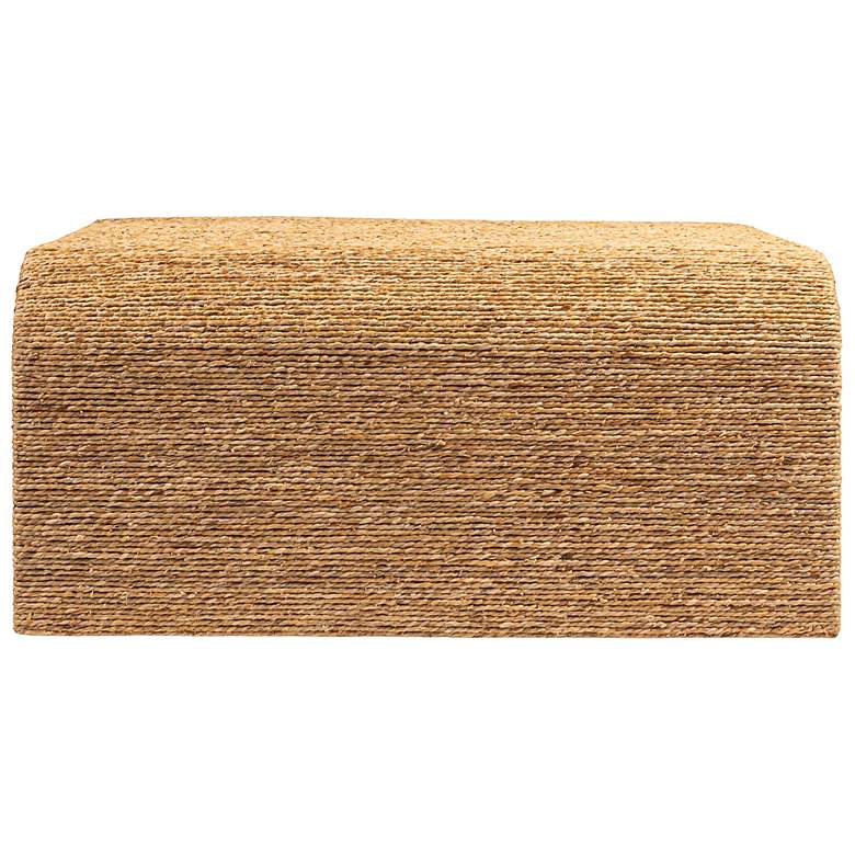 Image 5 Woven Water Hyacinth & Acacia Wood Coffee Table with Waterfall Edge, Small more views