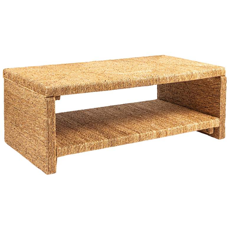 Image 1 Woven Water Hyacinth & Acacia Wood Coffee Table