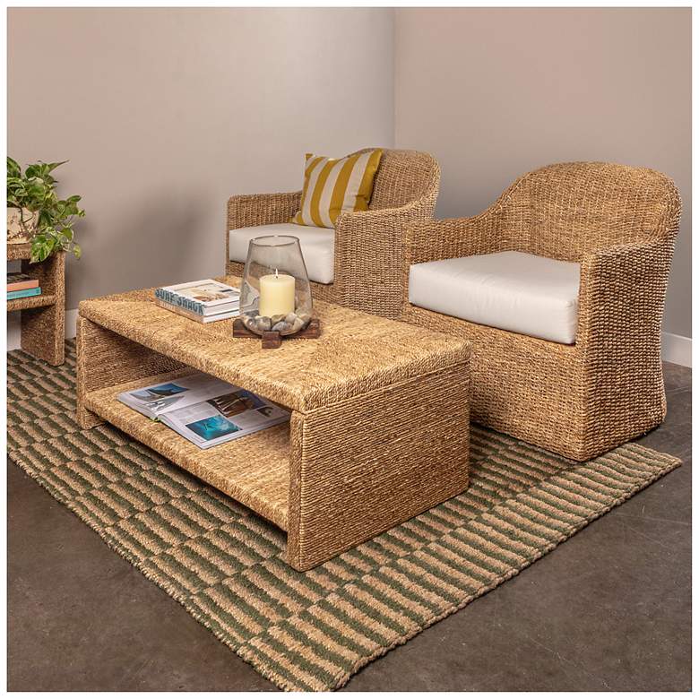 Image 2 Woven Water Hyacinth & Acacia Wood Coffee Table more views