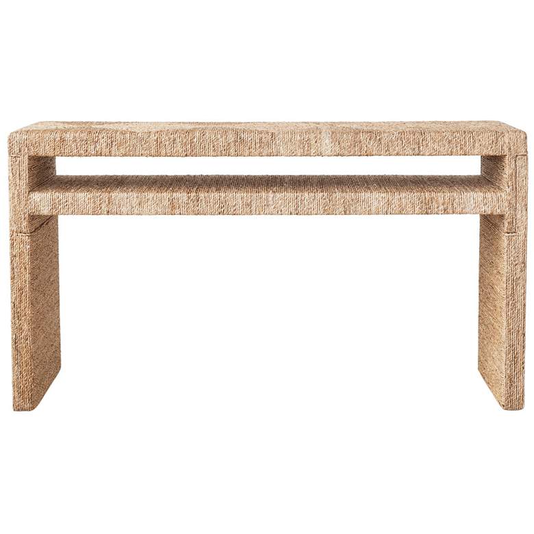 Image 1 Woven Water Hyacinth & Acacia Wood Console Table