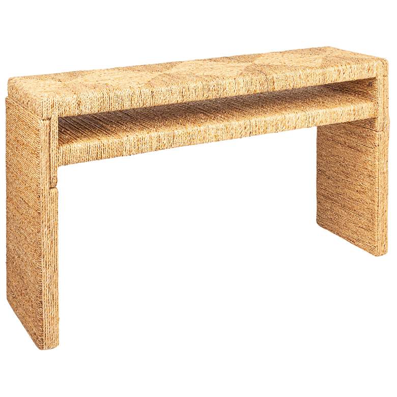 Image 2 Woven Water Hyacinth & Acacia Wood Console Table more views