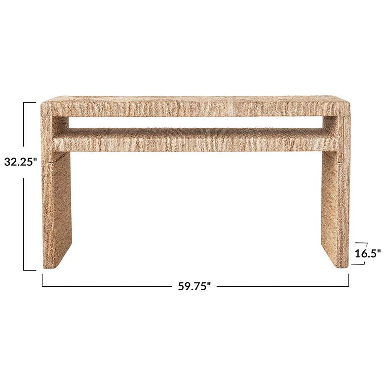 Image 3 Woven Water Hyacinth & Acacia Wood Console Table more views