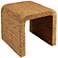 Woven Water Hyacinth & Acacia Wood End Table with Waterfall Edge