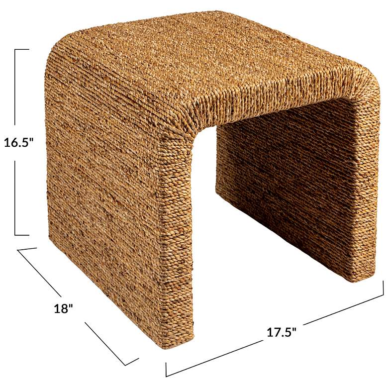 Image 3 Woven Water Hyacinth & Acacia Wood End Table with Waterfall Edge more views