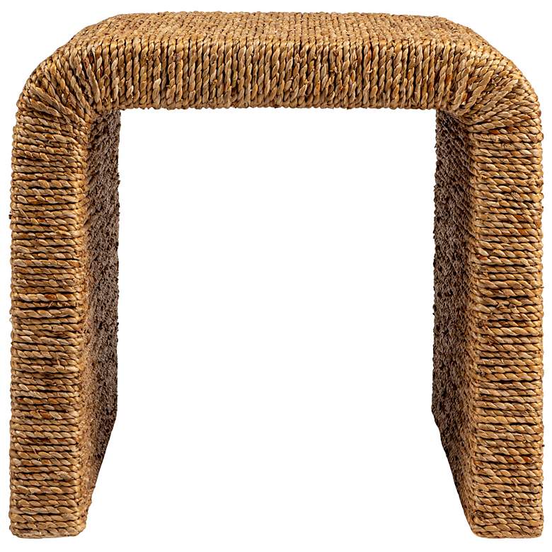 Image 6 Woven Water Hyacinth & Acacia Wood End Table with Waterfall Edge more views