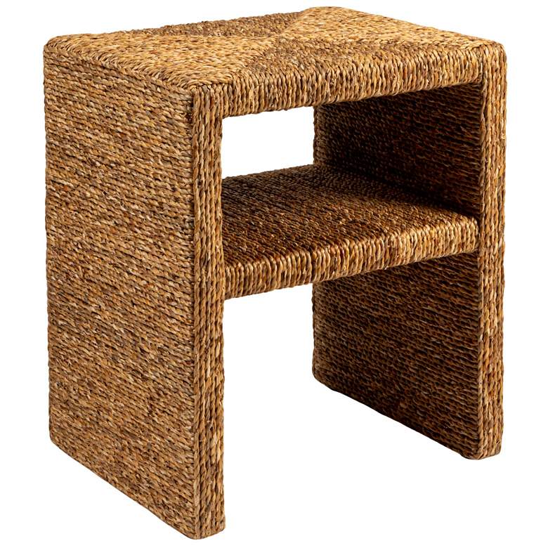 Image 1 Woven Water Hyacinth & Acacia Wood End Table