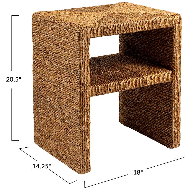 Image 3 Woven Water Hyacinth & Acacia Wood End Table more views
