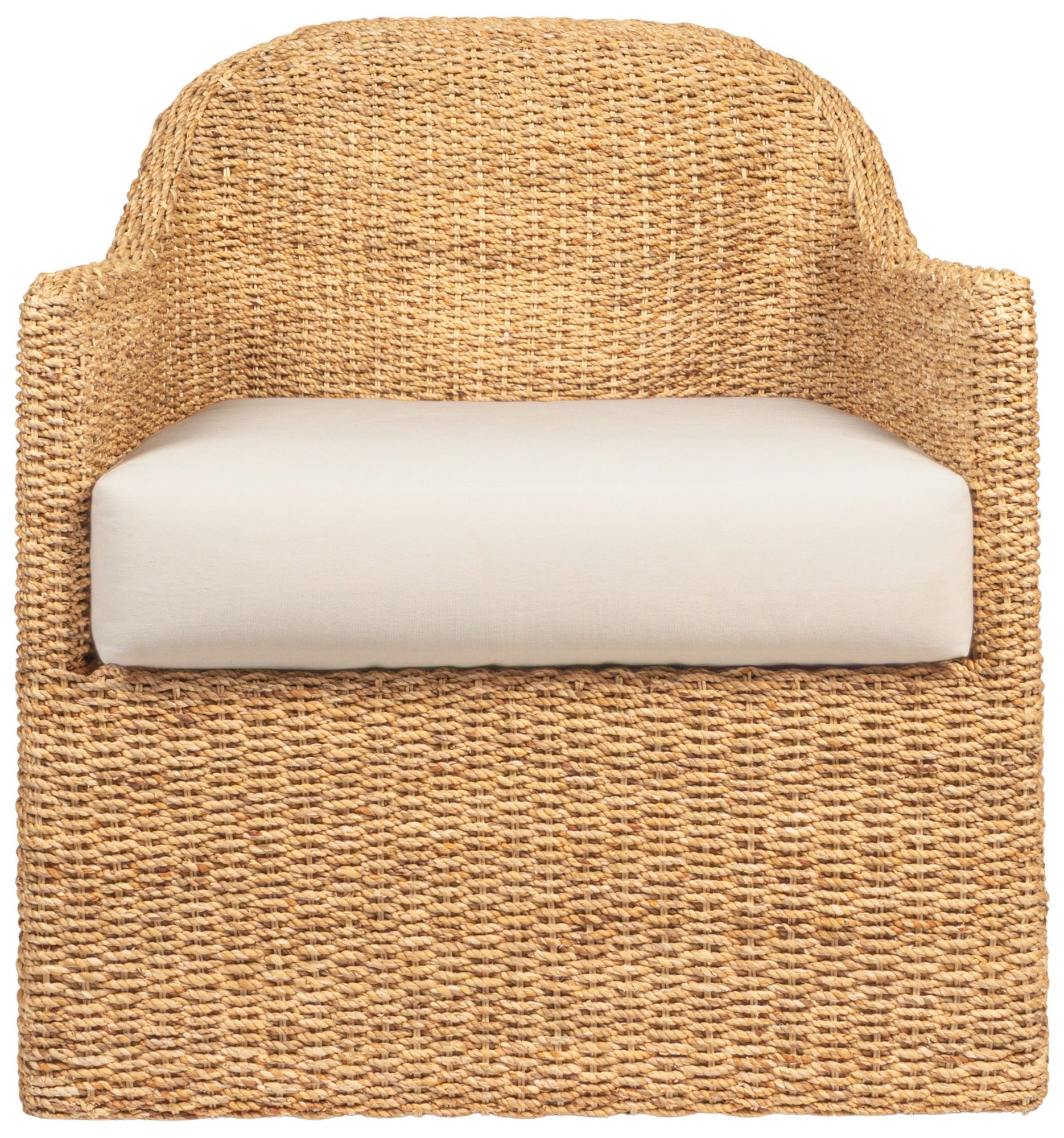 Image 7 Woven Water Hyacinth and Acacia Wood Chair with Cushion, Natural and Cream more views