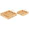 Woven Water Hyacinth Scalloped Square Trays, Set of 2