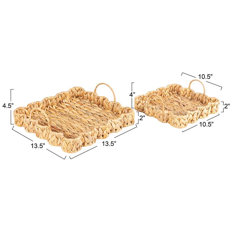 Image 2 Woven Water Hyacinth Scalloped Square Trays, Set of 2 more views