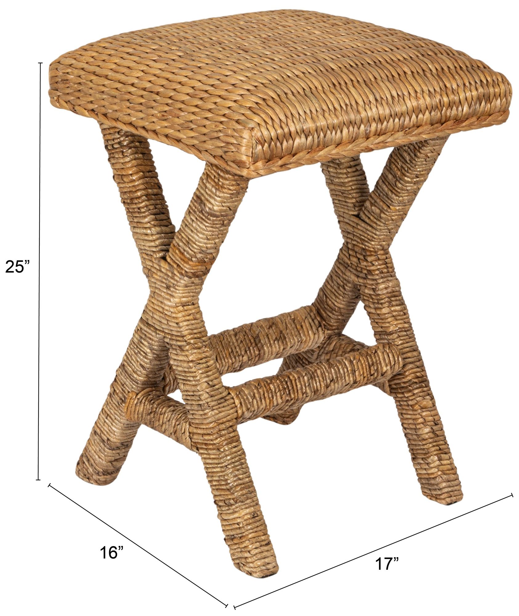 Image 3 Woven Water Hyacinth Stool, Natural Finish more views