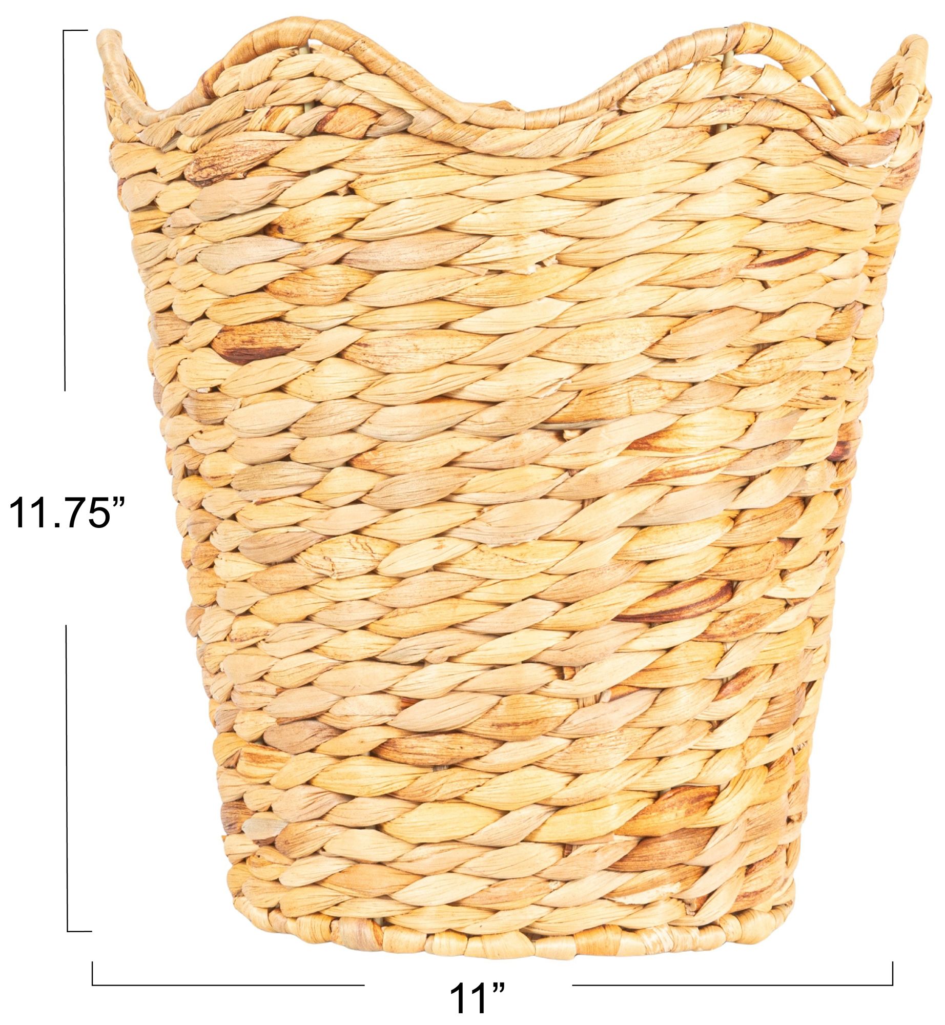 Image 2 Woven Water Hyacinth Wastebin with Scalloped Edge more views