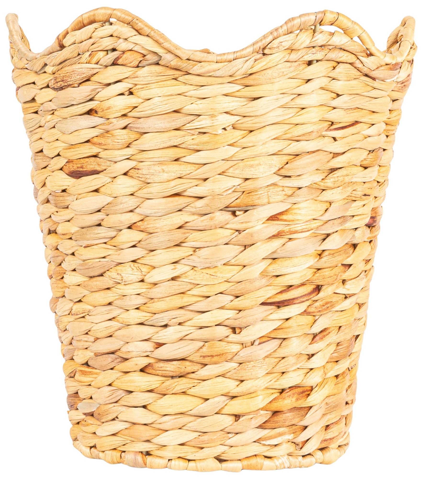 Image 5 Woven Water Hyacinth Wastebin with Scalloped Edge more views