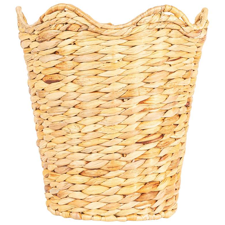 Image 5 Woven Water Hyacinth Wastebin with Scalloped Edge more views