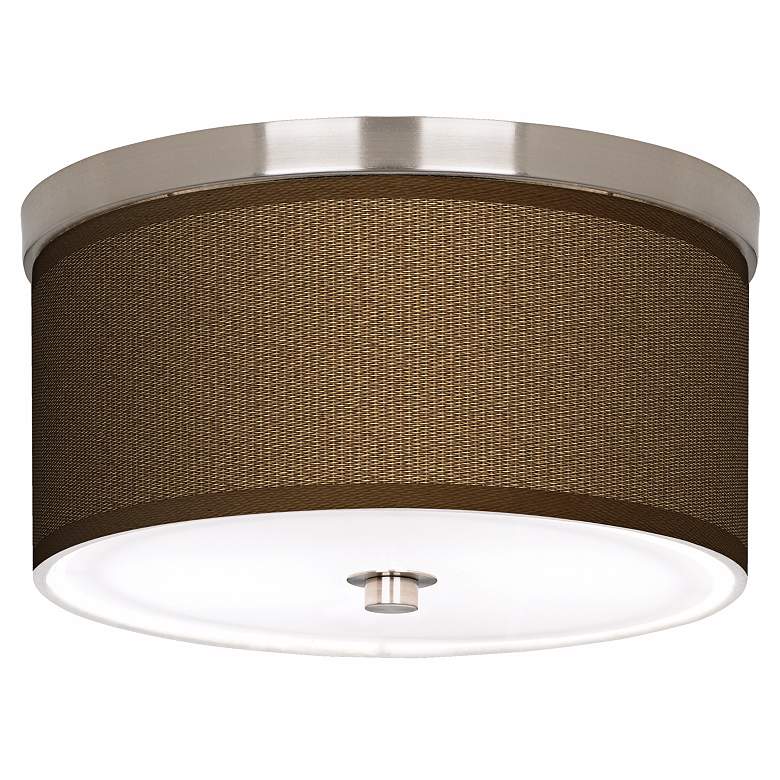 Image 1 Woven Wicker Nickel 10 1/4" Wide Ceiling Light