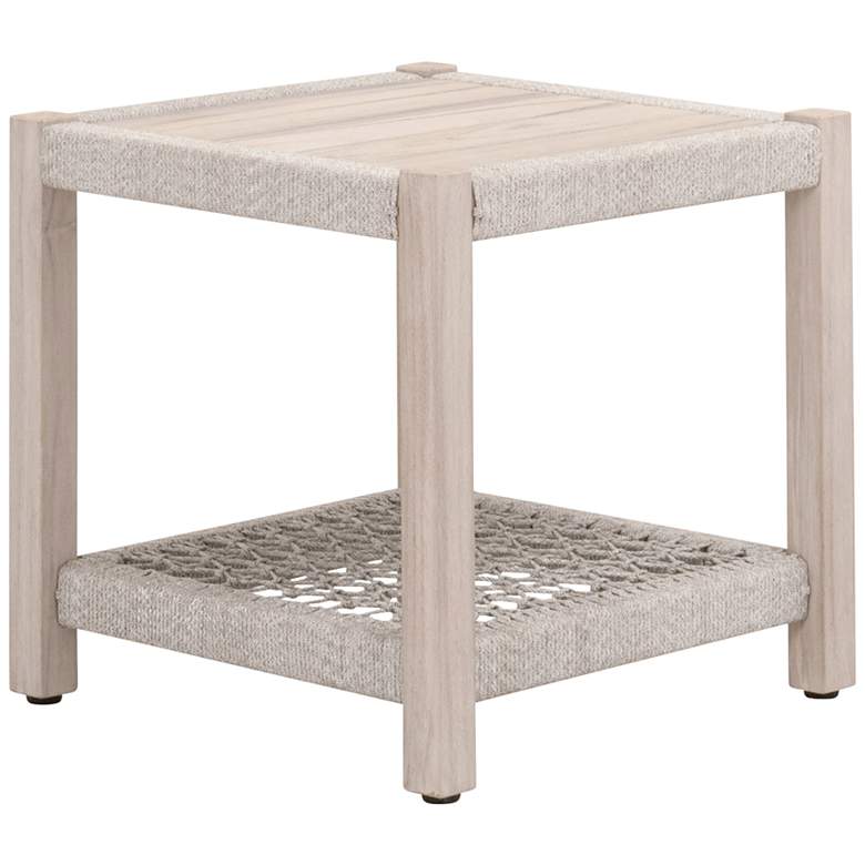 Image 5 Wrap 21 1/4" Wide Gray Teak Wood Outdoor End Coffee Table more views