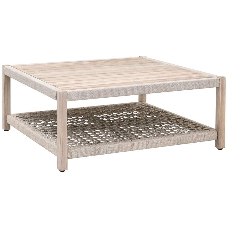Image 1 Wrap 42 1/4 inch Wide Gray Teak Wood Outdoor Square Coffee Table