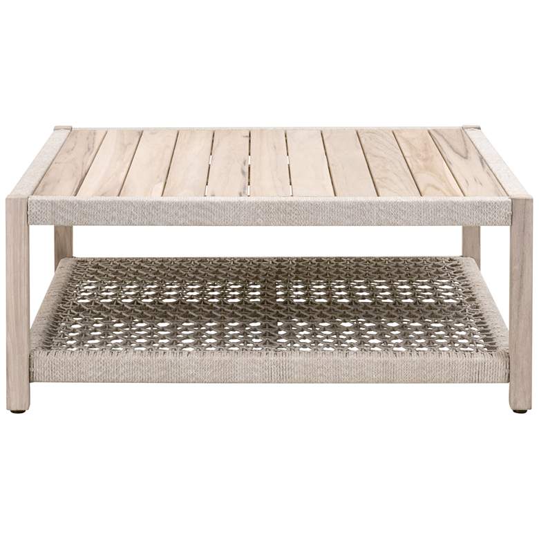 Image 3 Wrap 42 1/4 inch Wide Gray Teak Wood Outdoor Square Coffee Table more views