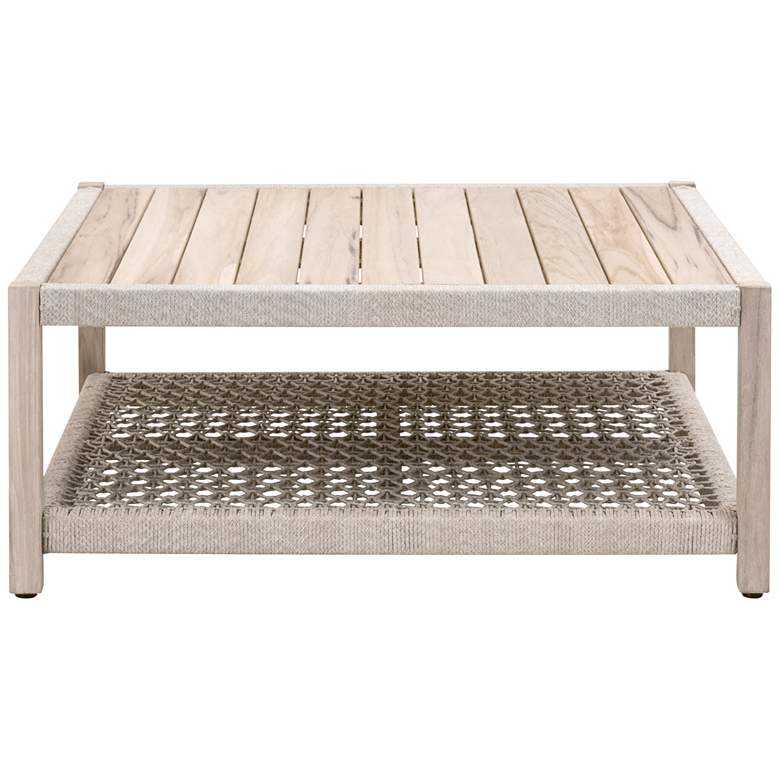 Image 3 Wrap 42 1/4" Wide Gray Teak Wood Outdoor Square Coffee Table more views