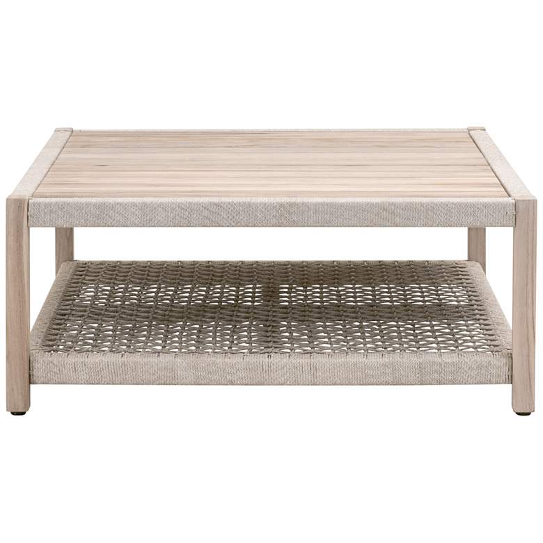 Image 4 Wrap 42 1/4 inch Wide Gray Teak Wood Outdoor Square Coffee Table more views