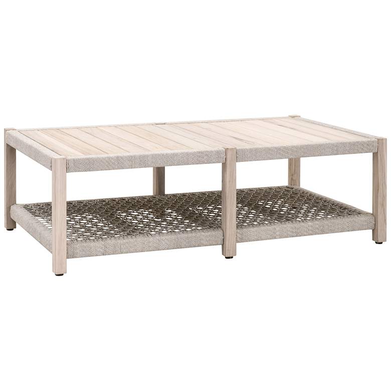 Image 1 Wrap 56 1/4 inch Wide Gray Teak Wood Outdoor Coffee Table