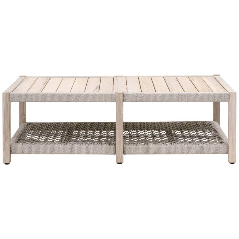 Image 3 Wrap 56 1/4 inch Wide Gray Teak Wood Outdoor Coffee Table more views
