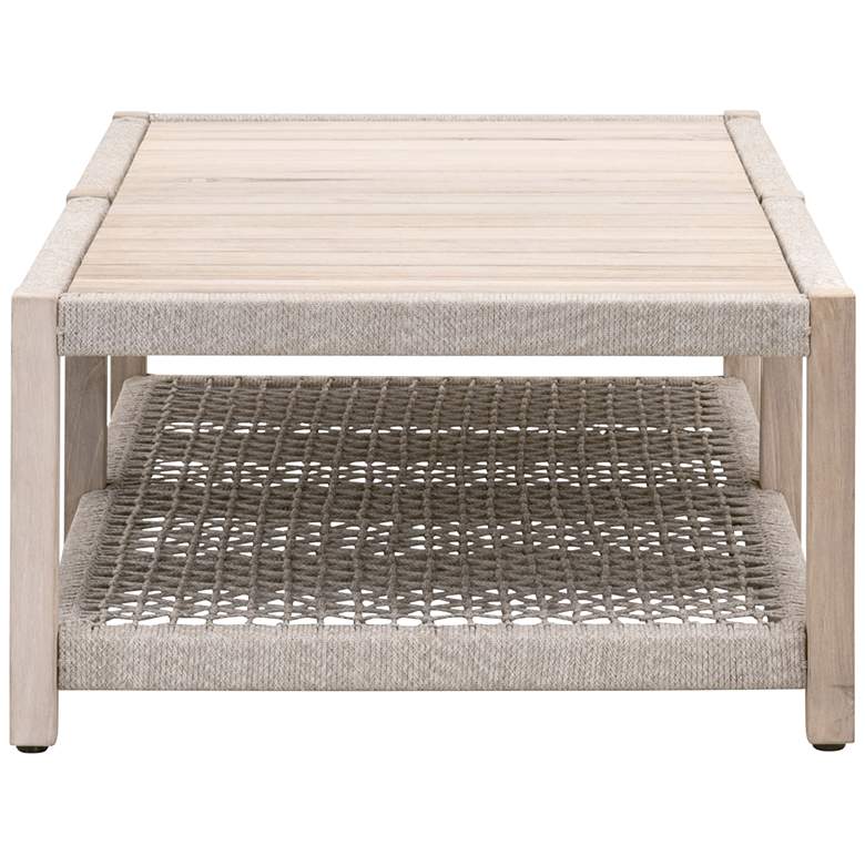 Image 4 Wrap 56 1/4 inch Wide Gray Teak Wood Outdoor Coffee Table more views