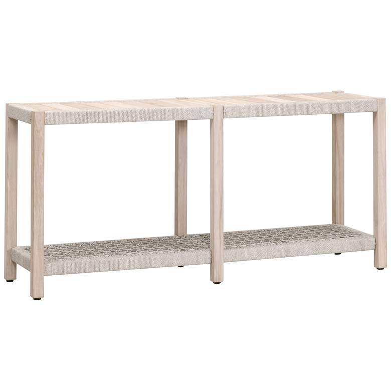 Image 1 Wrap 63 1/4"W Gray Teak Wood Outdoor Console Coffee Table