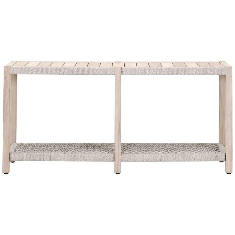 Image 5 Wrap 63 1/4 inchW Gray Teak Wood Outdoor Console Coffee Table more views