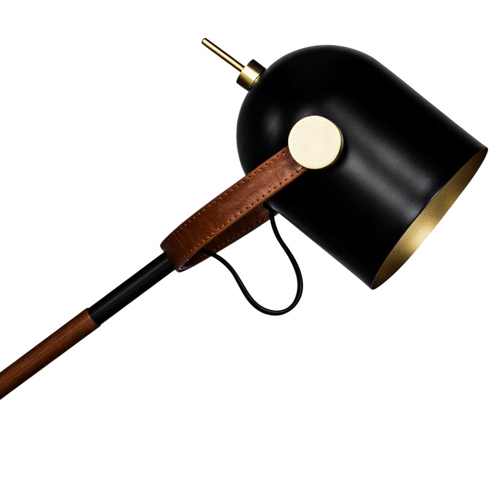 Image 4 Wrapped Brown Leather and Black Metal Modern Adjustable Desk Lamp more views