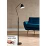 Wray Black and Antique Brass Adjustable Floor Lamp with USB Dimmer