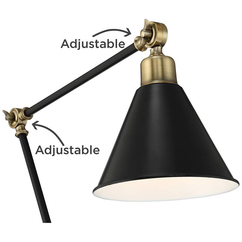 Image 3 Wray Black and Antique Brass Adjustable Floor Lamp with USB Dimmer more views