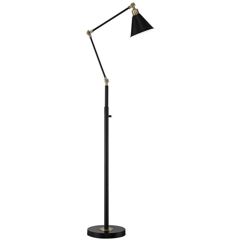 Image 2 Wray Black and Antique Brass Adjustable Floor Lamp