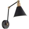 Wray Black and Antique Brass Adjustable Hardwire Wall Lamp by 360 Lighting