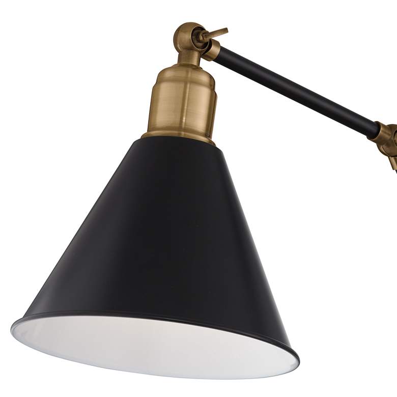 Image 3 Wray Black and Antique Brass Adjustable Hardwire Wall Lamp by 360 Lighting more views