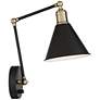 Wray Black and Antique Brass Plug-In Wall Lamps Set of 2 in scene