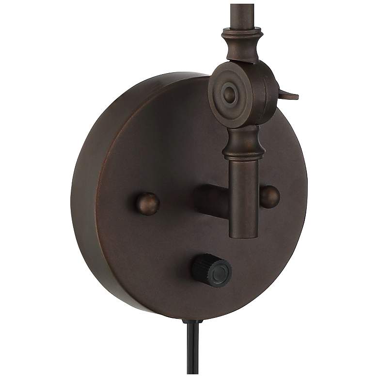 Image 5 Wray Bronze Metal Adjustable Plug-In Wall Lamps Set of 2 more views