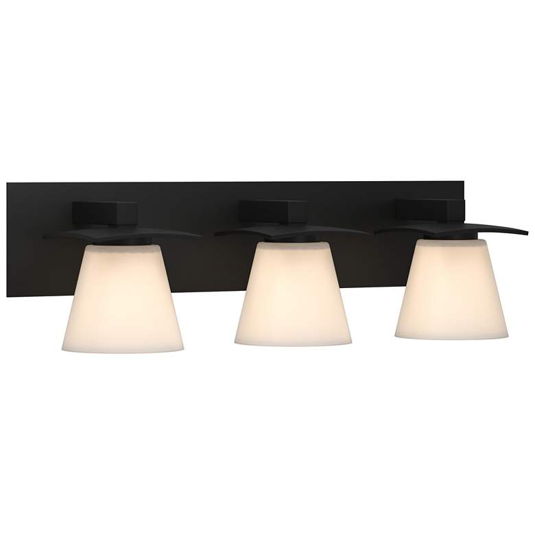 Image 1 Wren 24" Wide 3 Light Black Sconce With Opal Glass Shade