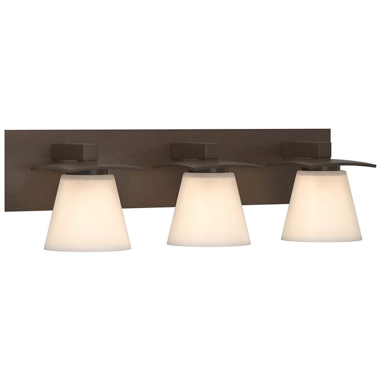 Image 1 Wren 24" Wide 3 Light Bronze Sconce With Opal Glass Shade