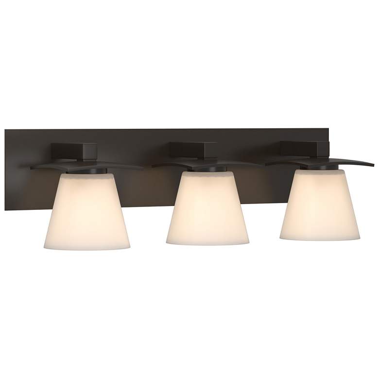 Image 1 Wren 24" Wide 3 Light Oil Rubbed Bronze Sconce With Opal Glass Shade